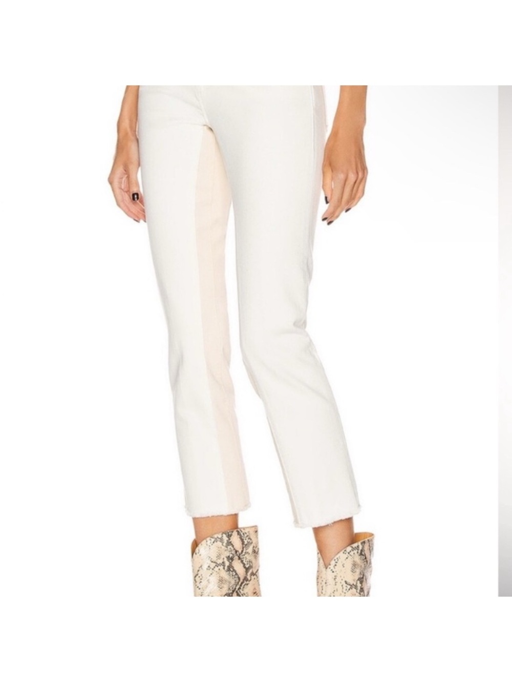 Frame Denim White Jeans with Tan Stitching